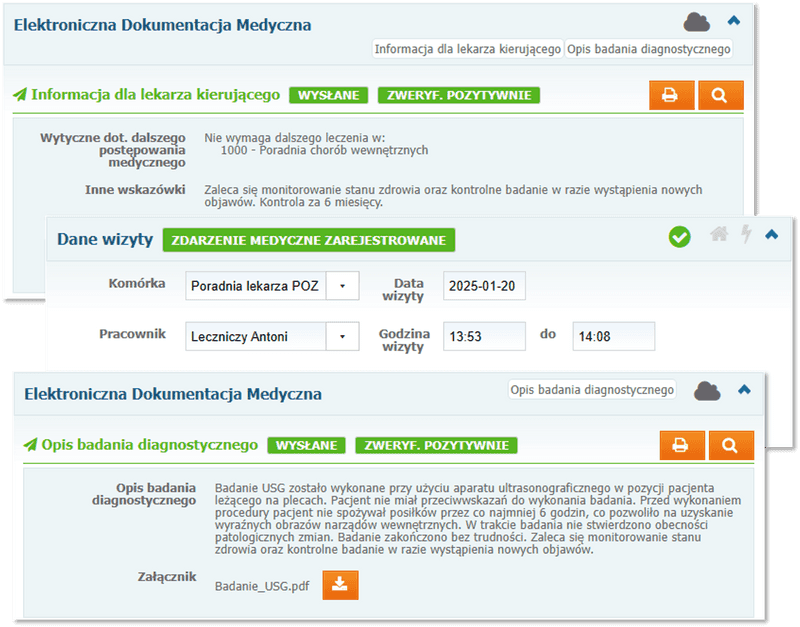 Zarejestrowane zdarzenie medyczne i zaindeksowane dokumenty EDM
