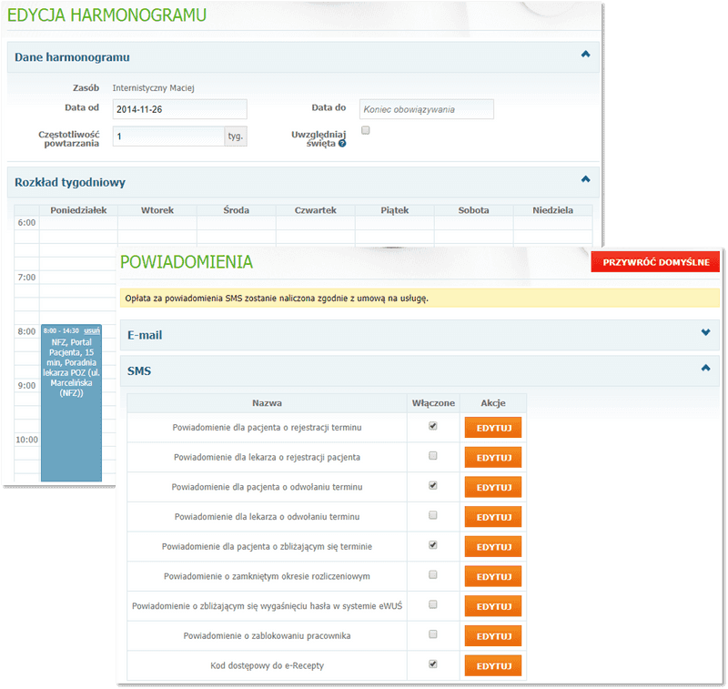 Konfiguracja harmonogramu oraz powiadomień